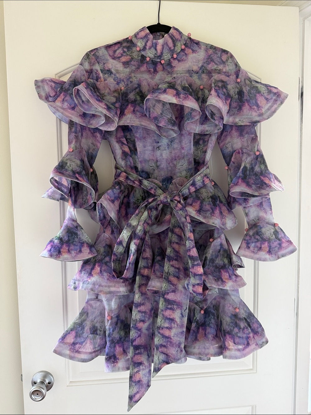 Zimmerman Ruffle Tiered Dress with Belt - Picture 5 of 13